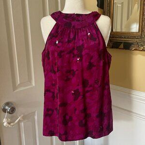 Apt 9 Round Neck Maroon Black Silky Sleeveless Top Size M Sequins on Front